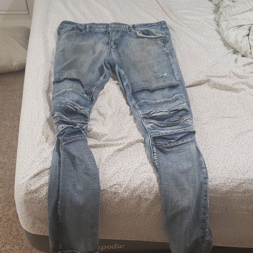 Designer Crisp Denim Biker Jeans